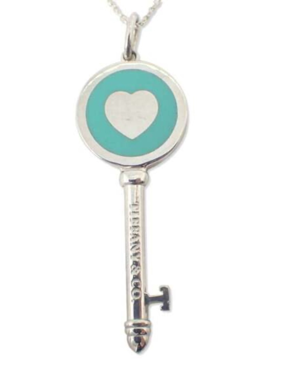Tiffany & co. Enamel Blue Heart Key Pendant Necklace - Authentic- 🌟